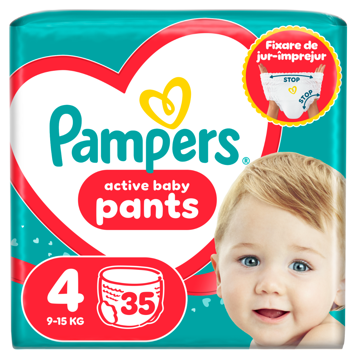 Scutece chilotel Pants Marimea 4 pentru 9-15kg, 35 bucati, Pampers