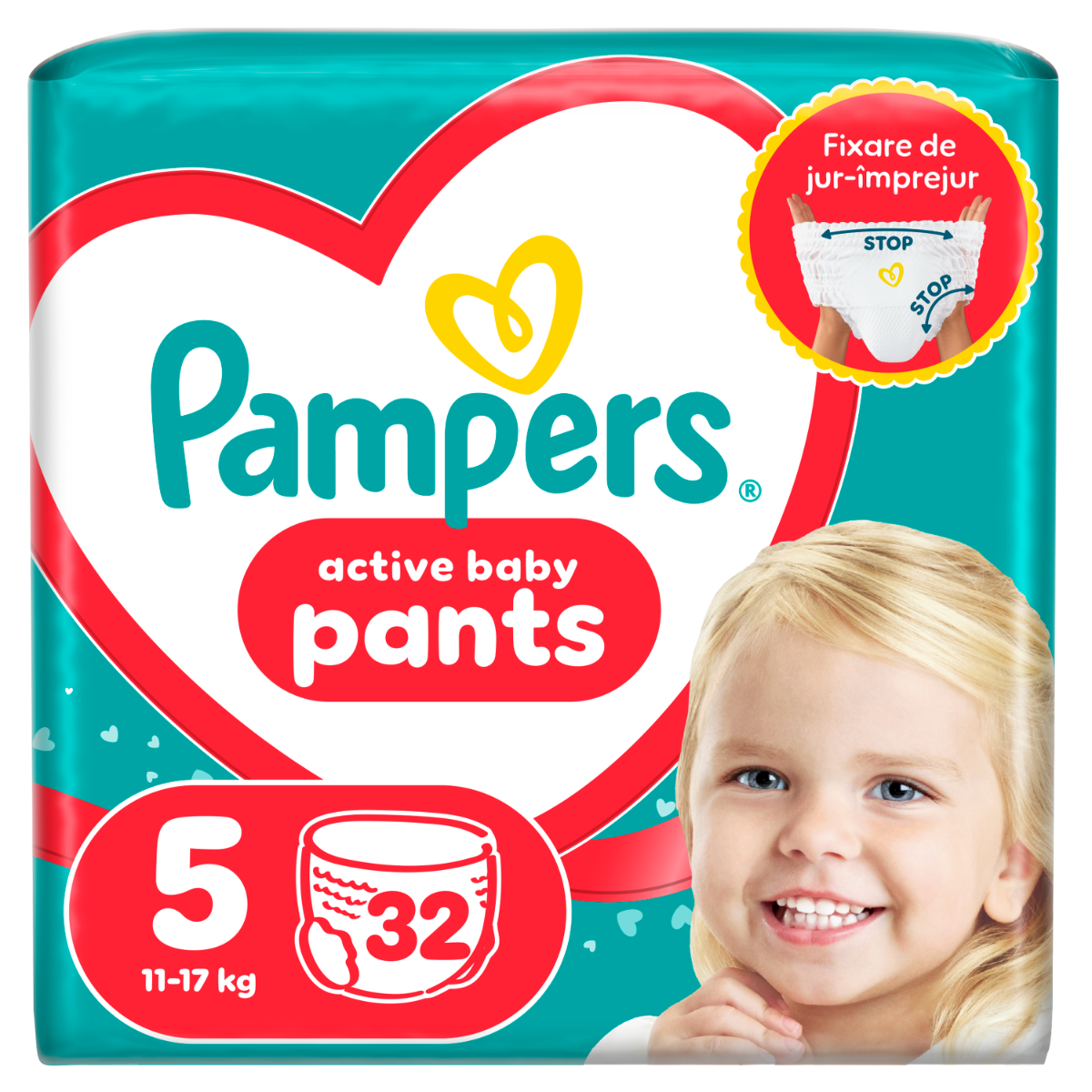 Scutece chilotel Pants Marimea 5 pentru 11-17kg, 32 bucati, Pampers