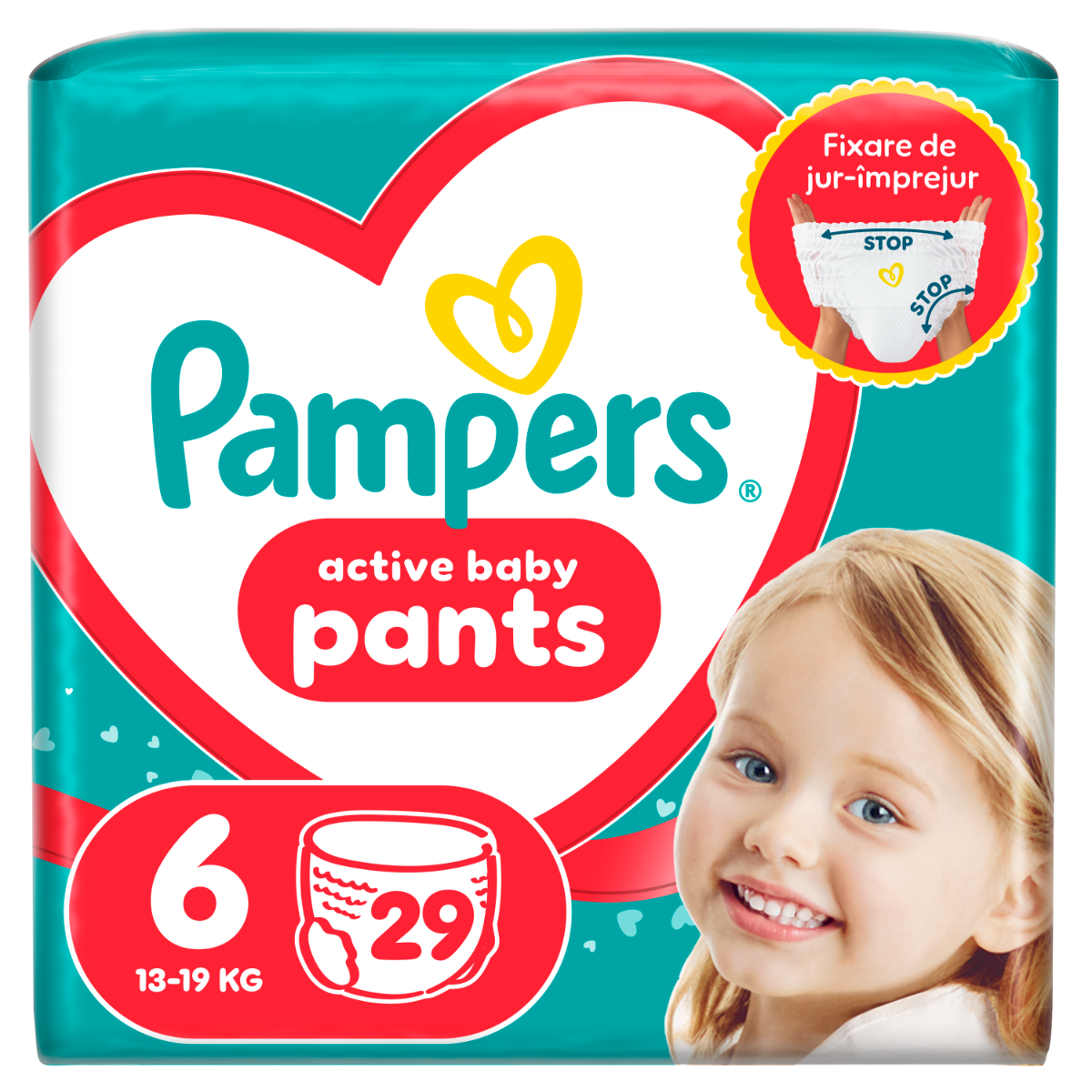 Scutece chilotel Pants Marimea 6 pentru 13-19 kg, 29 bucati, Pampers