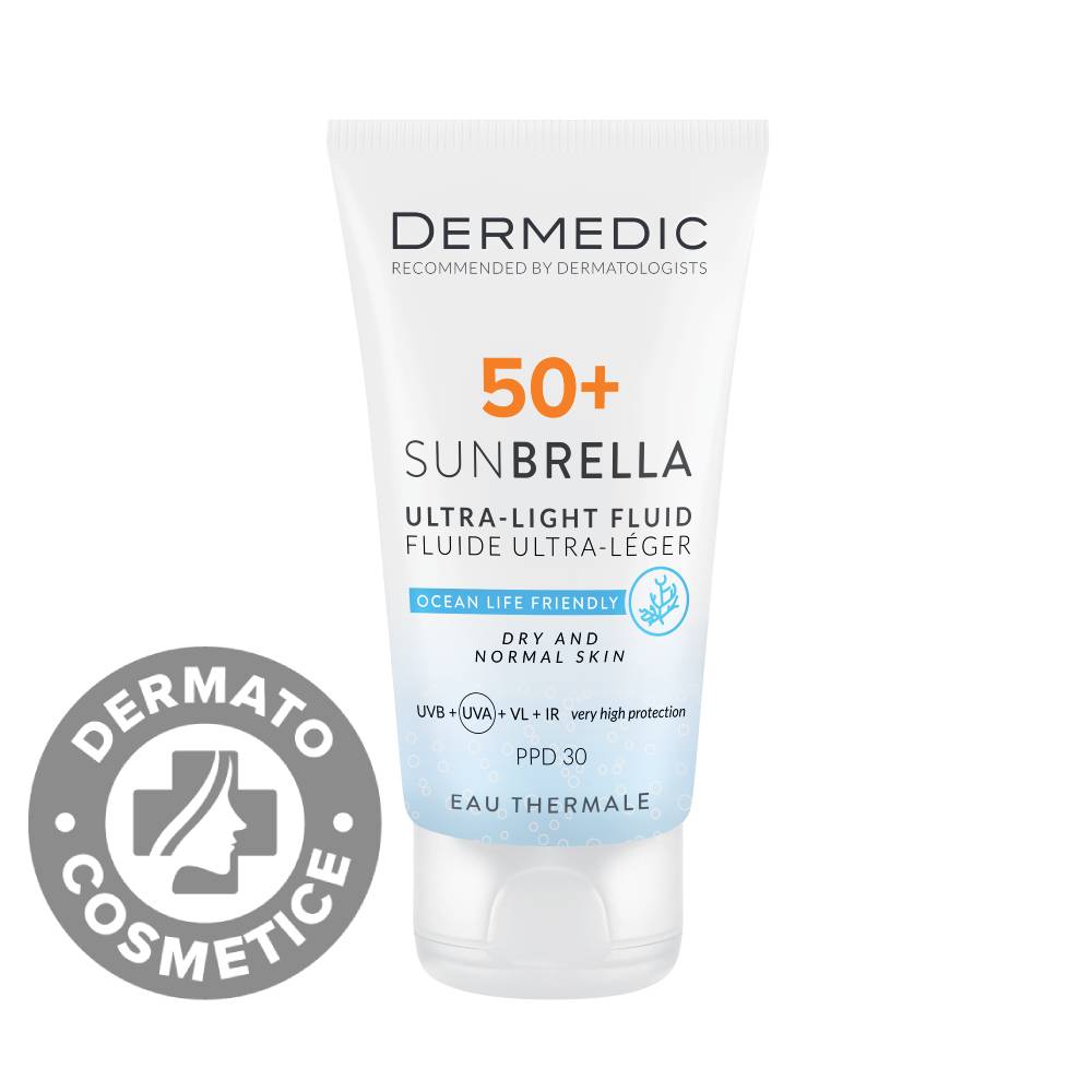 Fluid ultra light pentru ten uscat si normal cu SPF50+ Sunbrella, 40ml, Dermedic