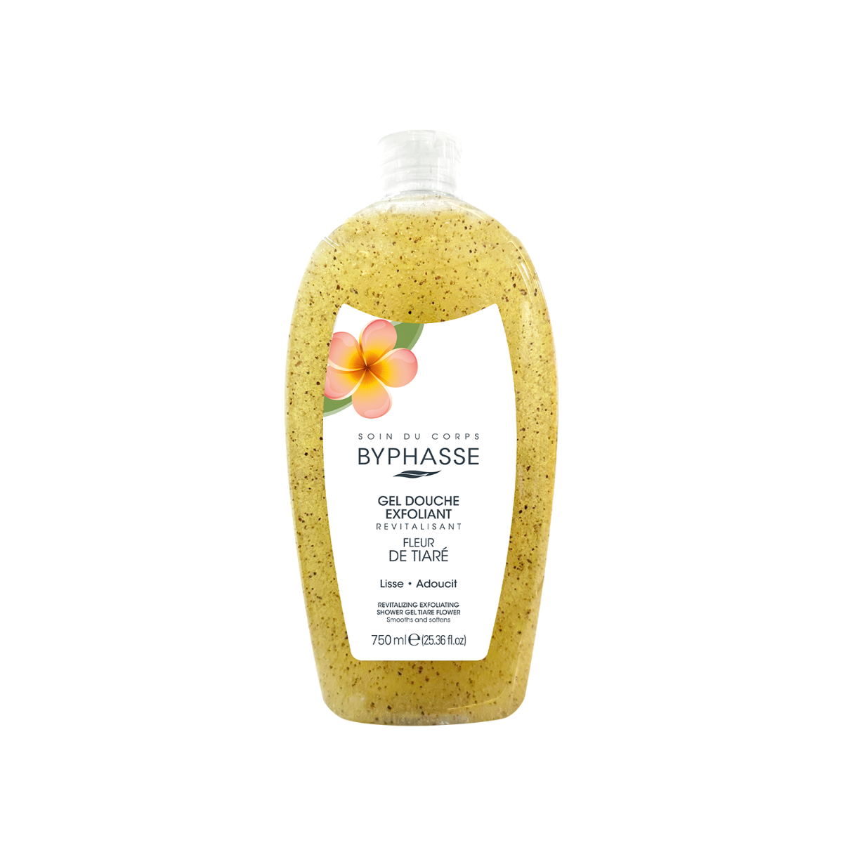 Gel de dus exfoliant cu Flori de Tiare, 750ml, Byphasse