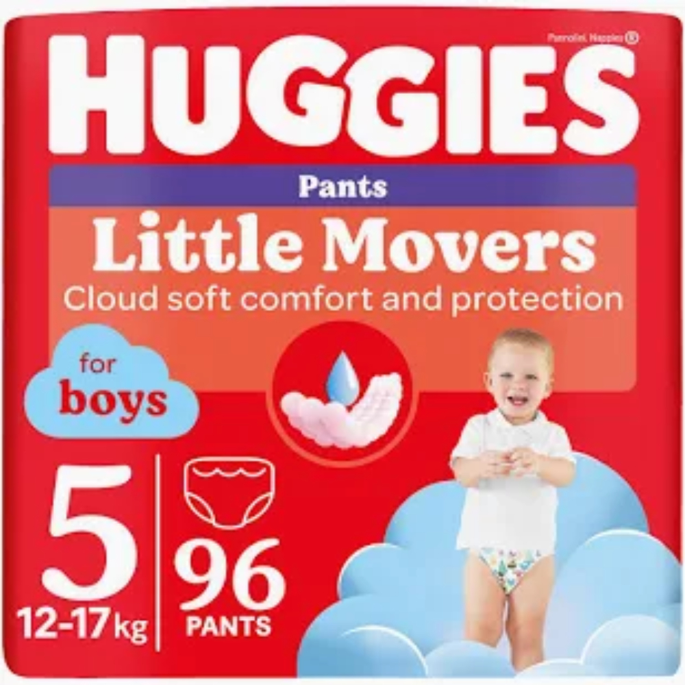 Scutece chilotel Little Movers Pants Mega Marimea 5 pentru baieti 12-17 kg, 96 bucati, Huggies