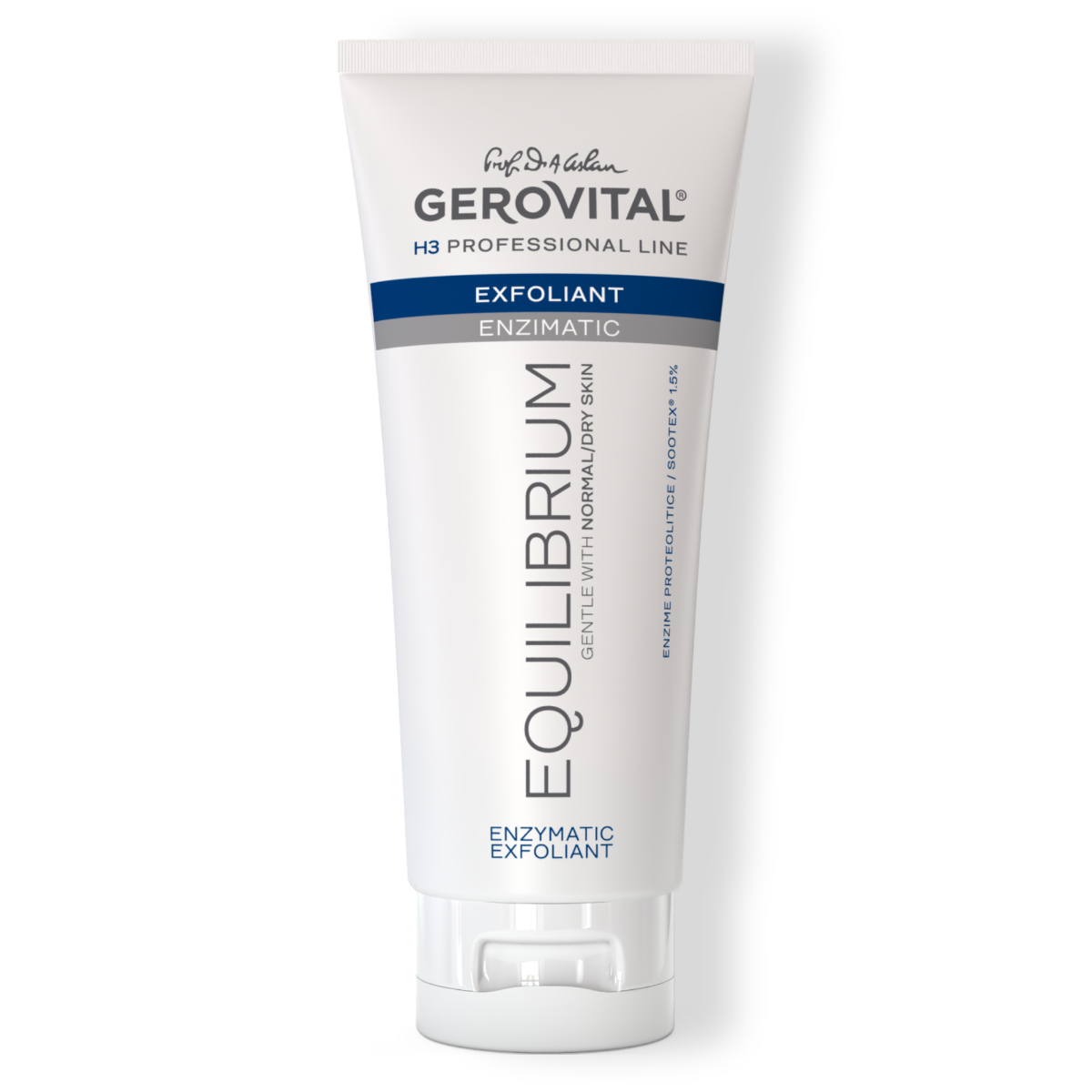 Exfoliant Enzimatic Pentru Peeling, Pentru Ten Uscat, Sensibil Sau Normal Cu Papaină și Sootex, Gerovital H3 Equilibrium, 200 Ml