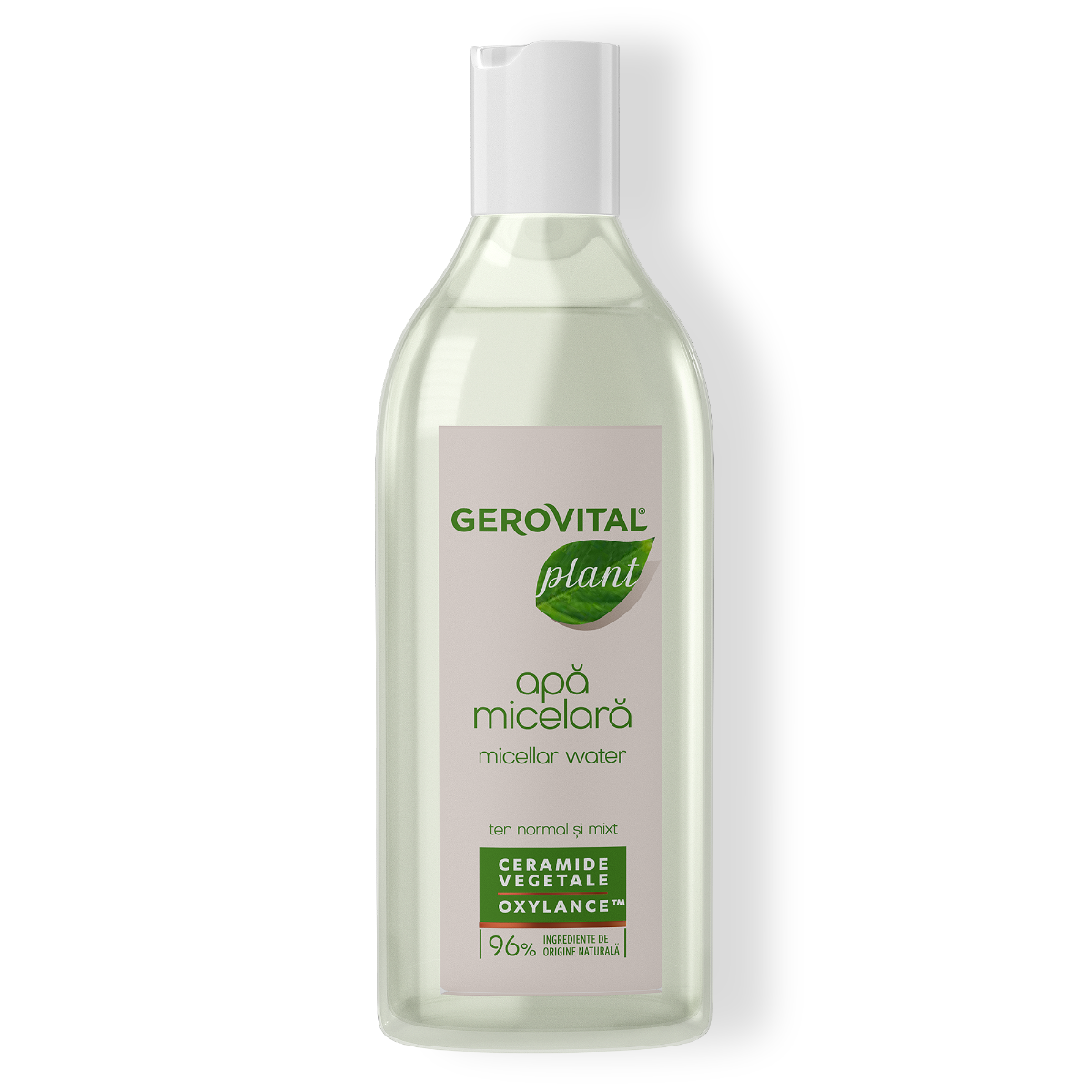 Apă Micelară Cu Ceramide Vegetale Curățare Blndă și Hidratare Zilnică, Pentru Ten Normal și Mixt, Gerovital Plant, 400 Ml