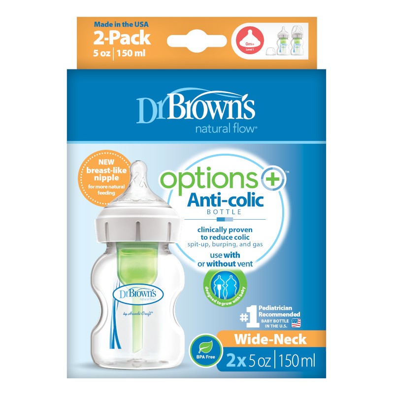 Set biberoane anti-colici cu gat larg Options+, 2 x 150ml, Dr. Brown's