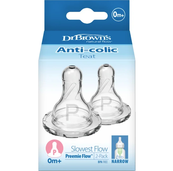 Tetine silicon gat ingust pentru prematuri, 2 bucati, Dr. Brown's