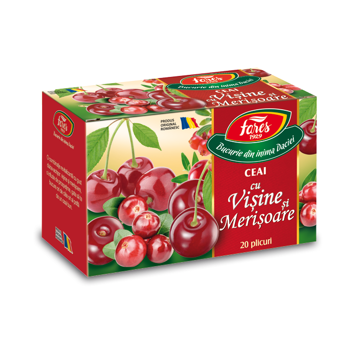 Ceai cu visine si merisoare, 20 plicuri, Fares