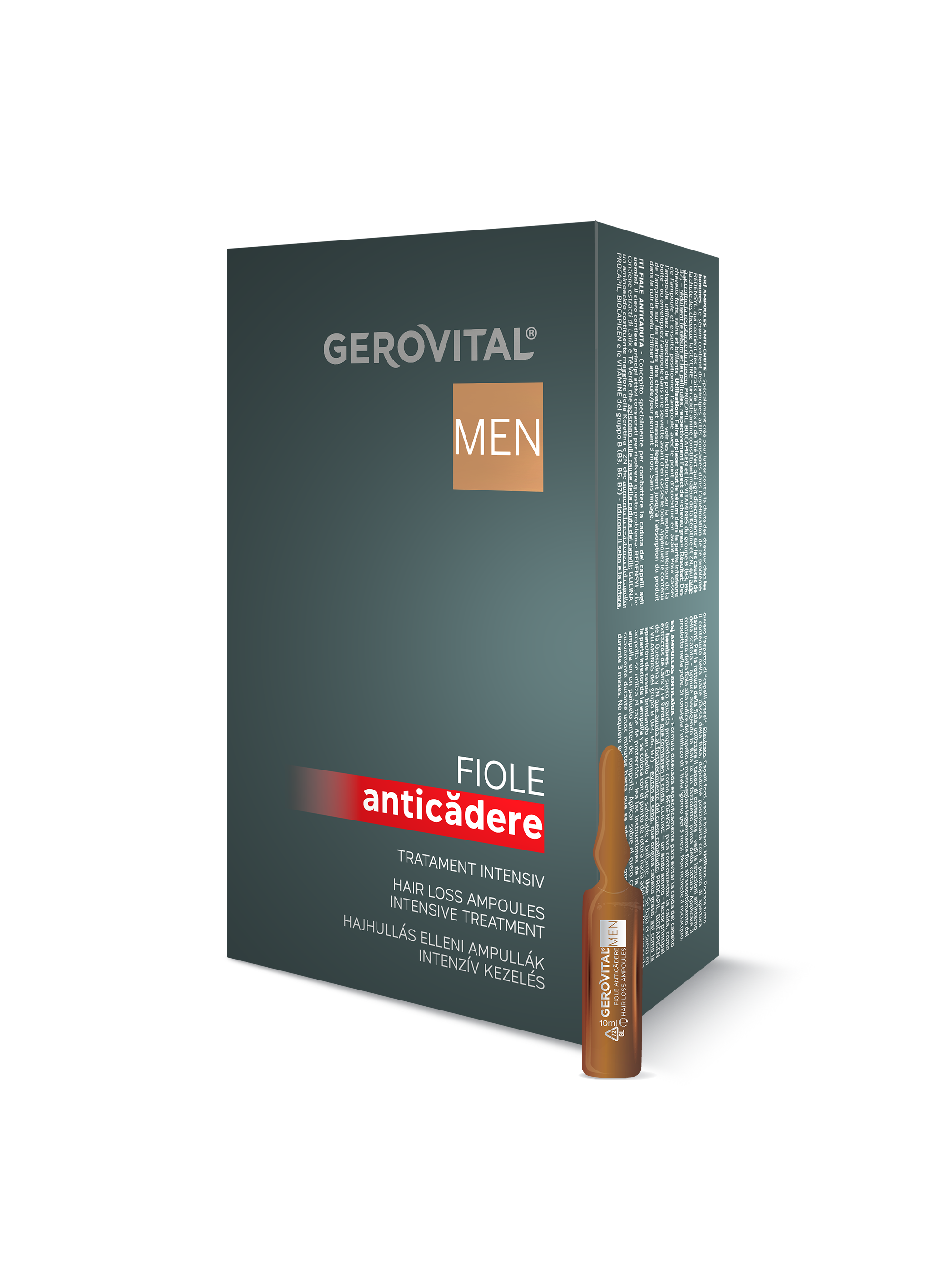 Fiole Anticădere Păr Pentru Bărbați Tratament Intensiv Cu Redensyl și Procapil Pentru Fortifierea Firului De Păr, Gerovital Men, 10 Fiole X 10 Ml