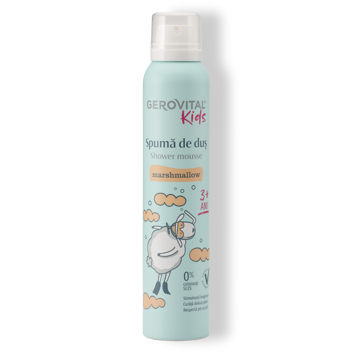 Spumă De Duș Pentru Copii Marshmallow Pentru Piele Catifelată, Cu Aloe Vera și Panthenol, Gerovital Kids, 200 Ml