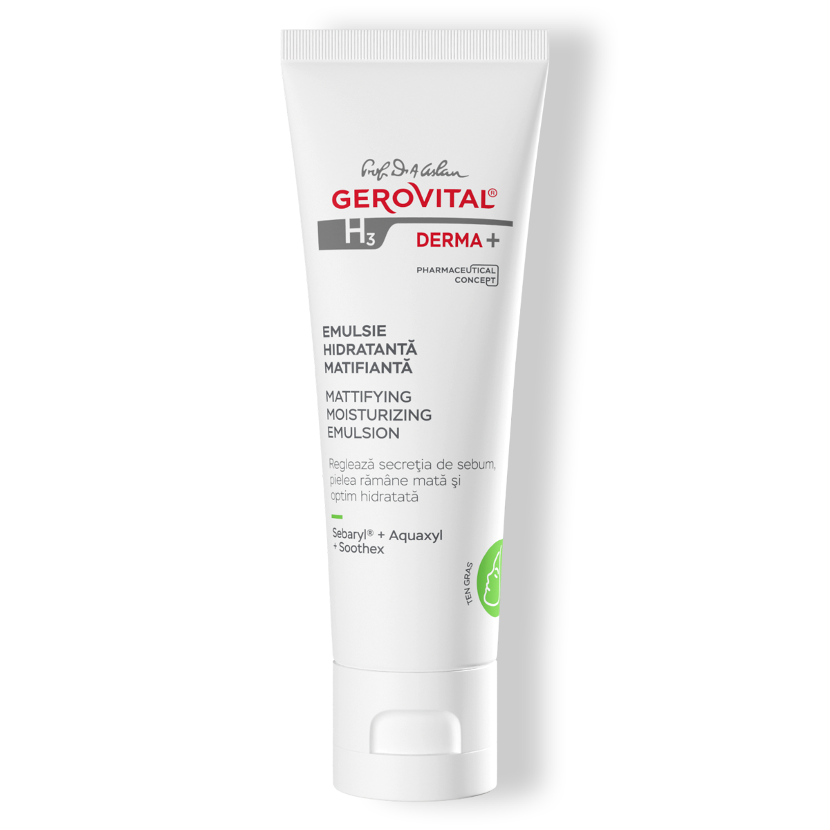 Emulsie Hidratantă Matifiantă Pentru Ten Gras  Acțiune Sebo-reglatoare și Pori Reduși Vizibil, Gerovital H3 Derma+, 50 Ml