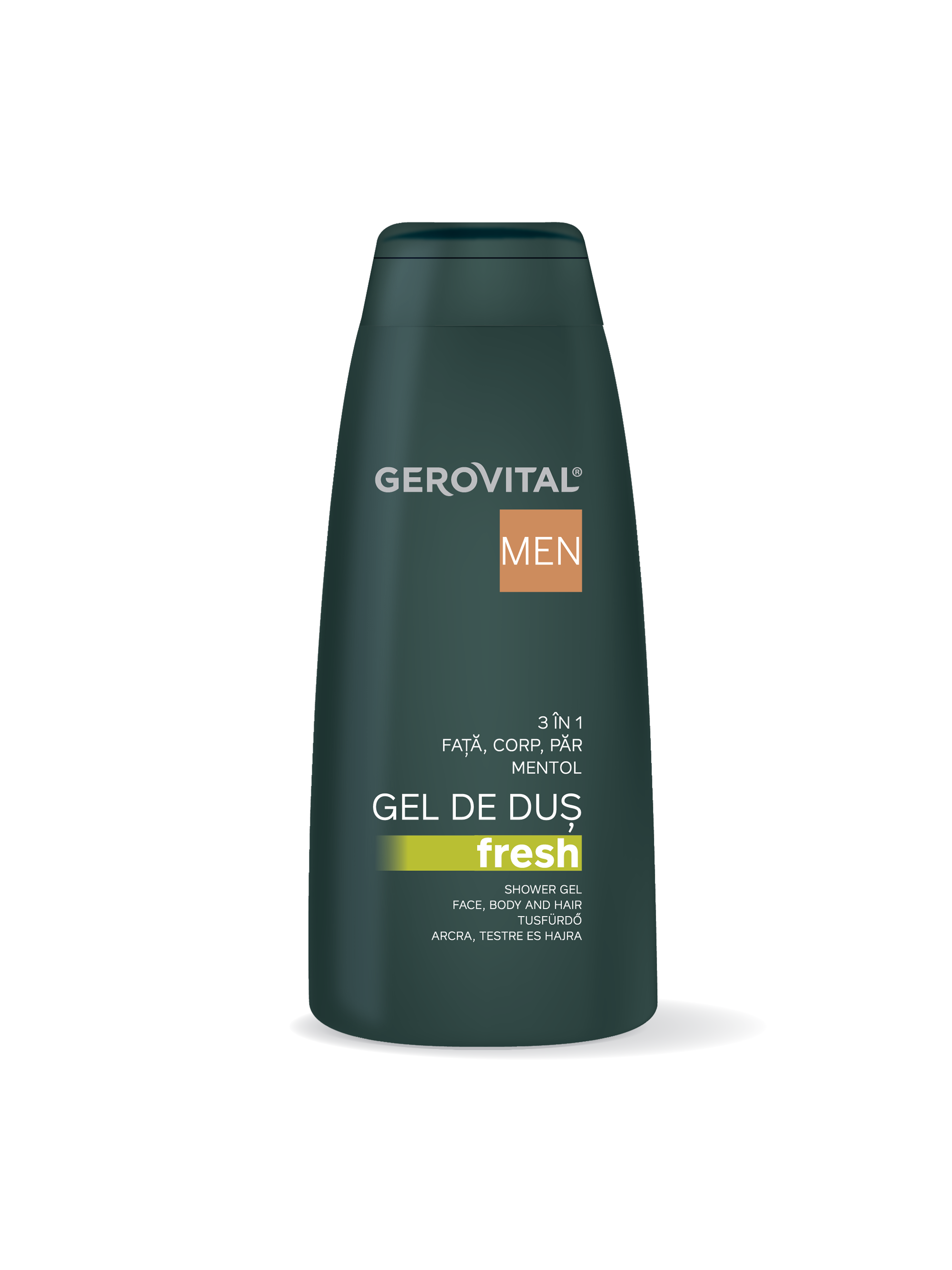 Gel De Duș Fresh 3 n 1 Cu Mentol și Parfum Marin Hidratare și ngrijire Pentru Față, Corp și Păr, Efect Răcoritor, Gerovital Men, 400 Ml