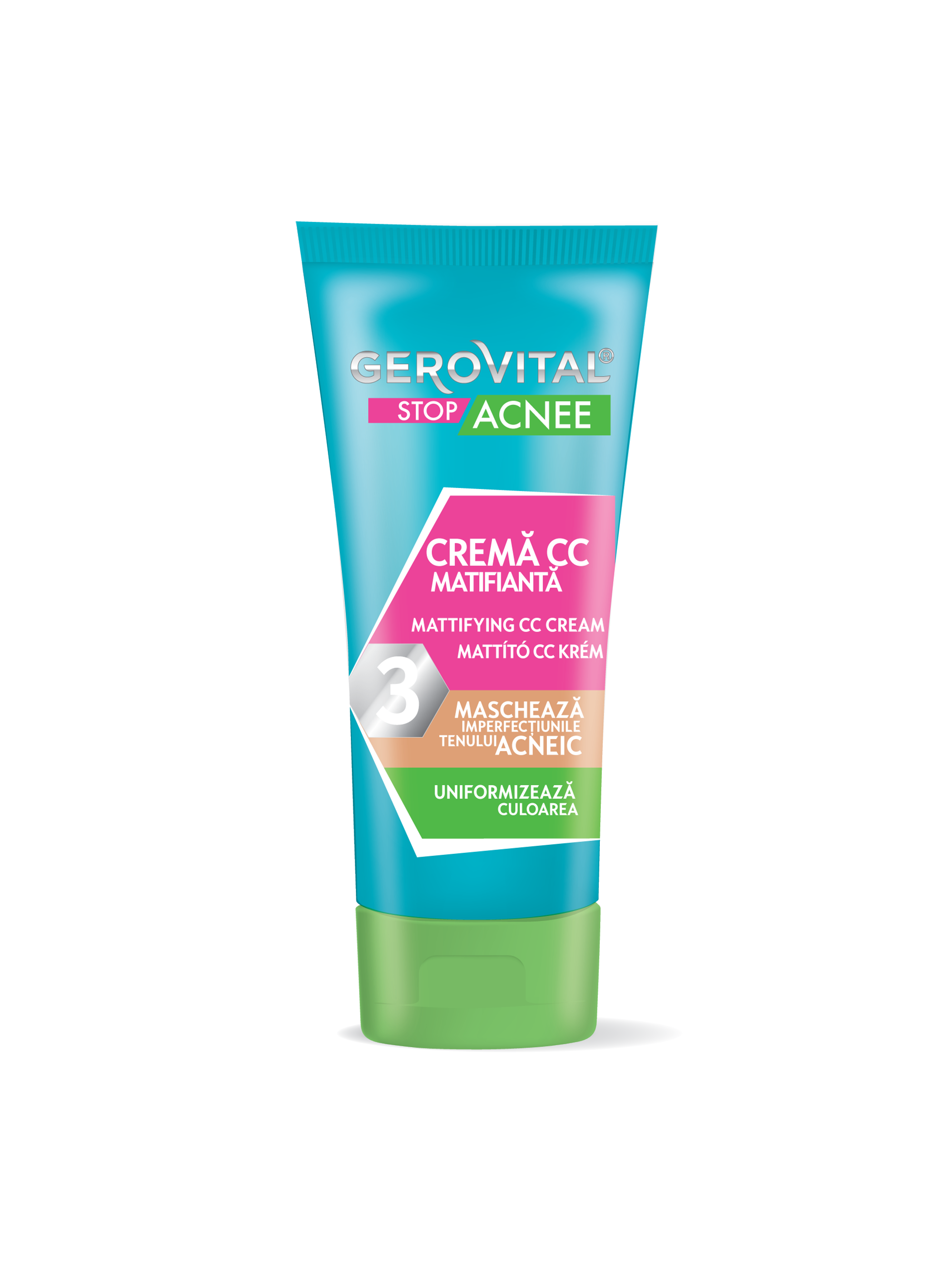 Cremă Cc Cu Efect Matifiant, Nuanță Medie, Gerovital Stop Acnee, 30 Ml