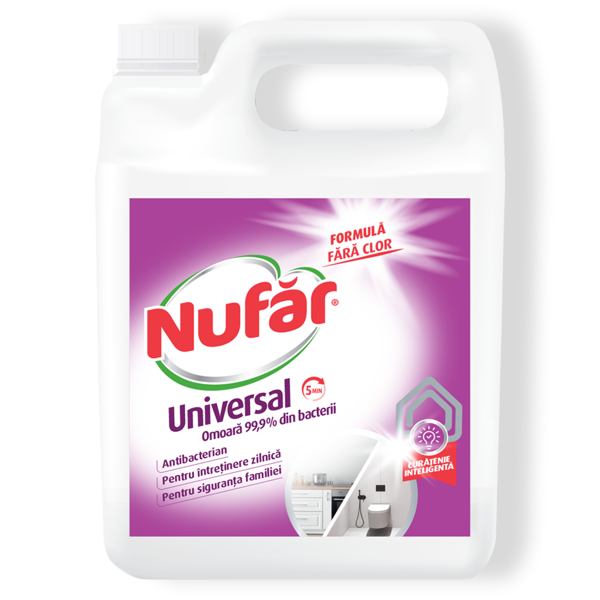 Nufăr Universal Soluție Fără Clor - Omoară 99,9% Din Bacterii n 5 Minute, 5l