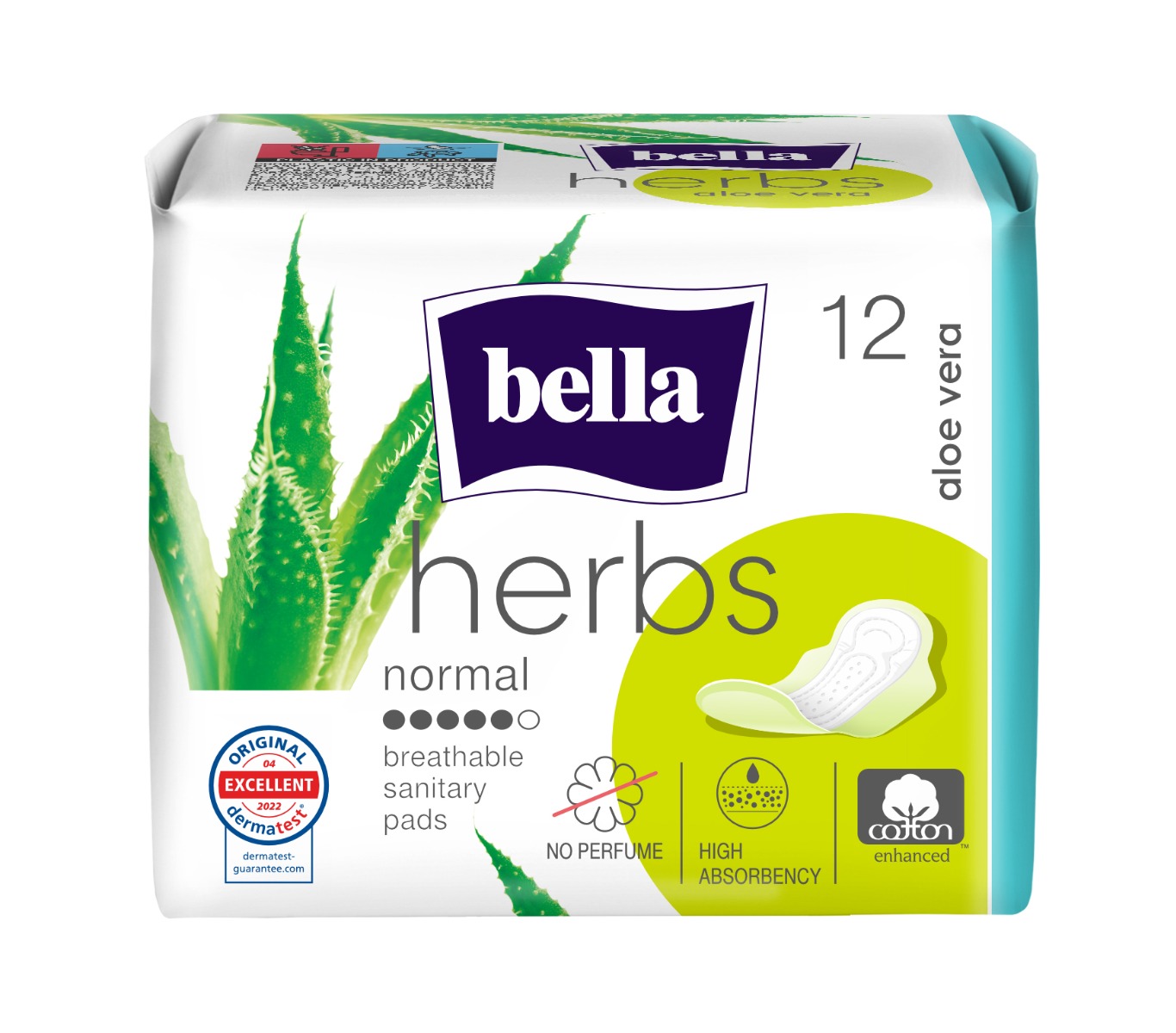 Absorbante Herbs Aloe Vera, 12 bucati, Bella