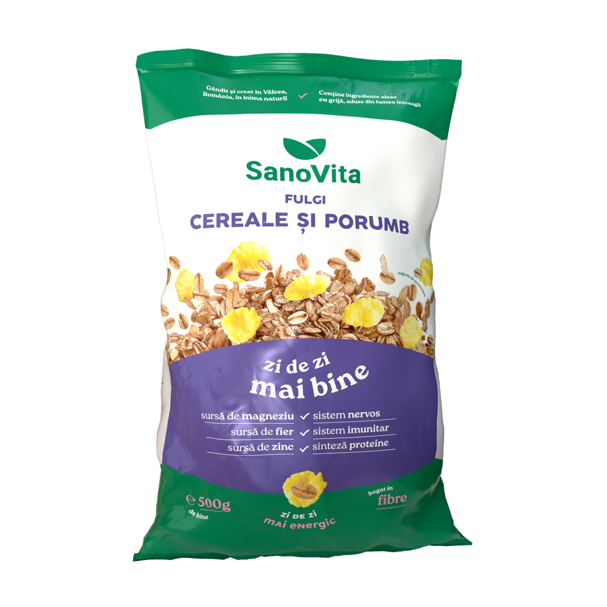 Fulgi de cereale cu porumb, 500g, SanoVita
