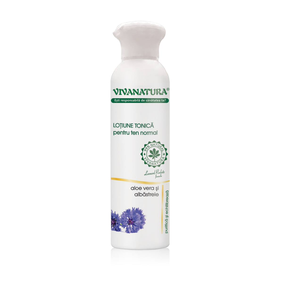 Lotiune tonica pentru ten normal cu aloe vera si albastrele, 150ml, VivaNatura
