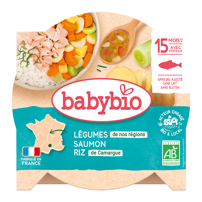 Meniu tocanita din legume, orez si somon +15 luni, 260g, BabyBio