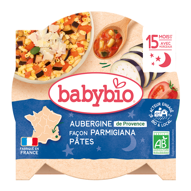 Meniu vinete cu parmezan si macaroane Bio, 260g, BabyBio