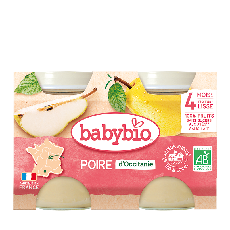 Piure de pere Bio, 2 x 130g, BabyBio