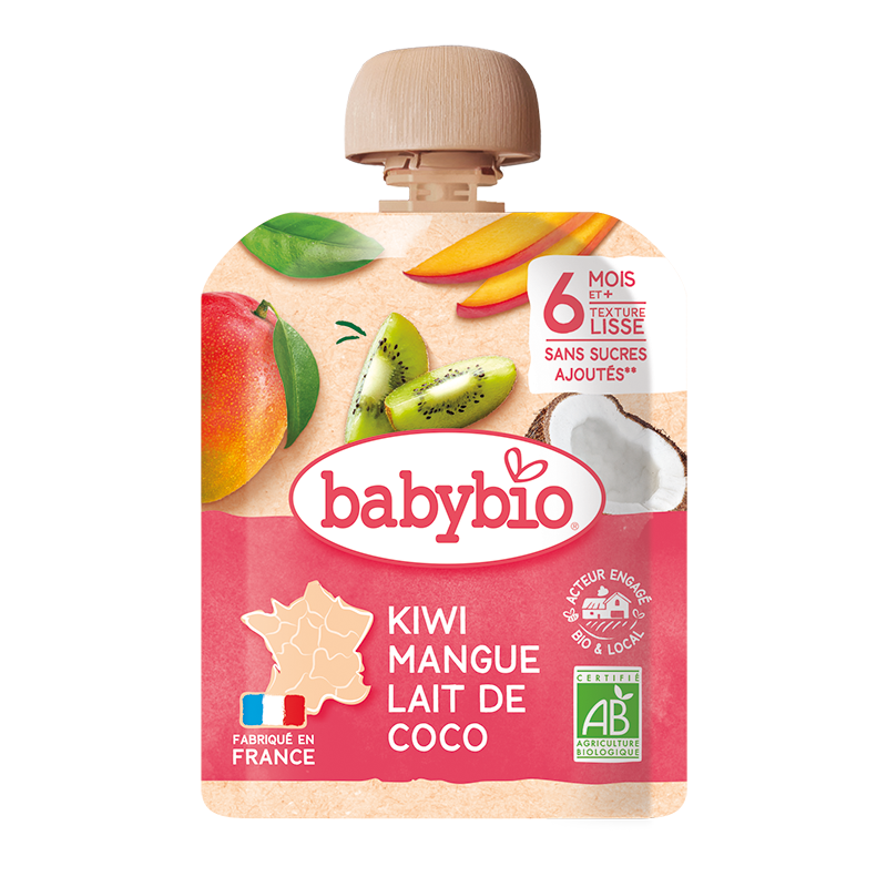 Piure de kiwi, mango si cocos Bio, 90g, BabyBio