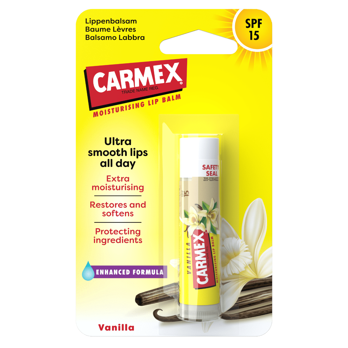Balsam reparator pentru buze uscate cu vanilie, 4,25g, Carmex