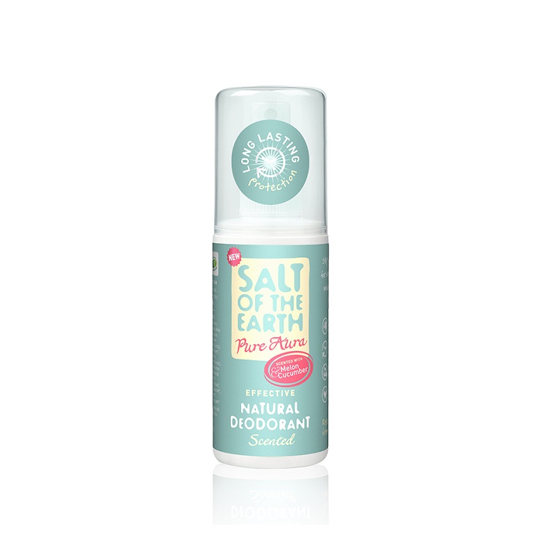 Deodorant spray cu pepene si castravete Salt Of The Earth Pure Aura, 100ml, Crystal Spring