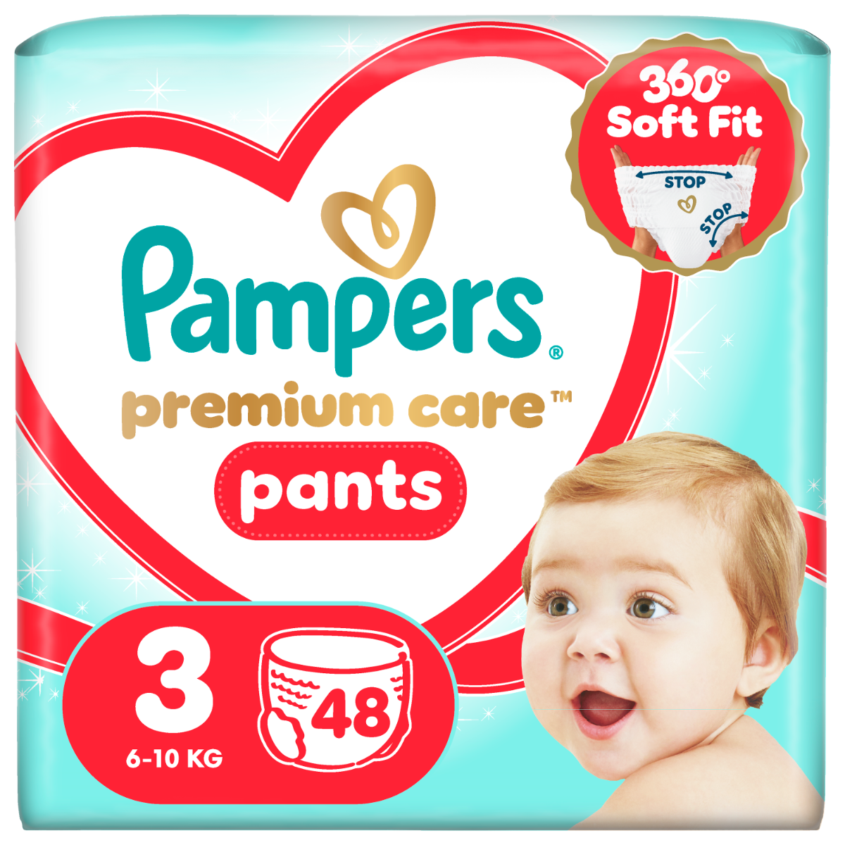 Scutece Premium Care Pants Nr.3 6-11kg, 48 bucati, Pampers