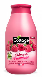 Gel de dus si lapte de baie zmeura, 250ml, Cottage