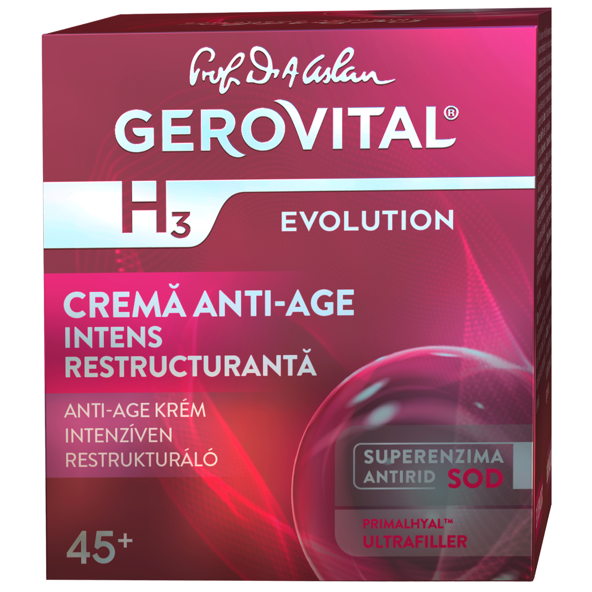 Crema antiage intens restructuranta de noapte H3 Evolution 45+, 50ml, Gerovital