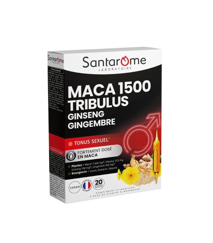 Maca 1500 Tribulus, 20 fiole, Santarome
