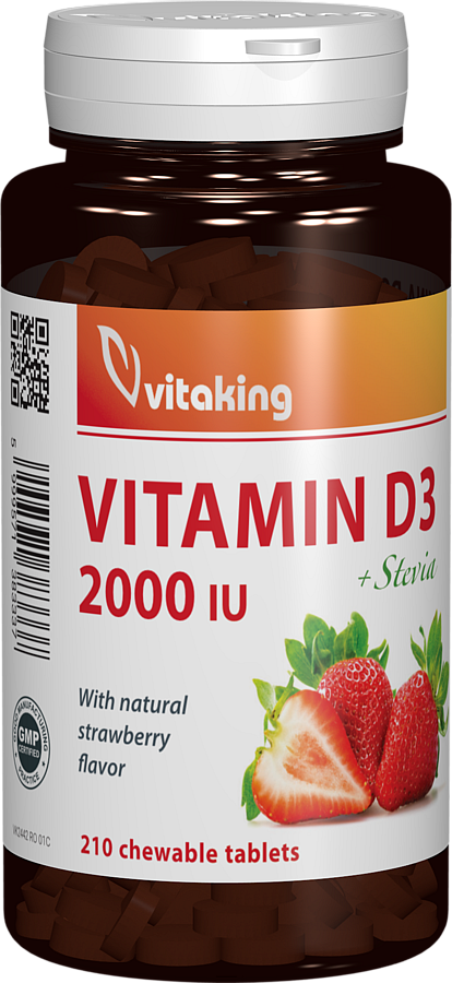 Vitamina D3 2000UI, 210 comprimate masticabile, Vitaking