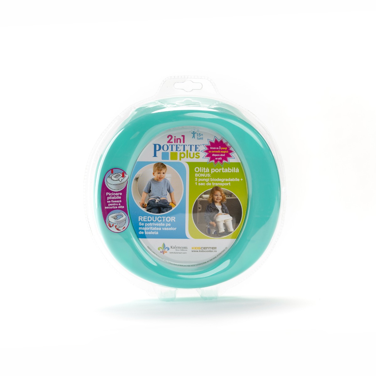 Olita portabila pliabila 2 in 1 15+ luni Turquoise + Verde, 1 bucata, Potette Plus