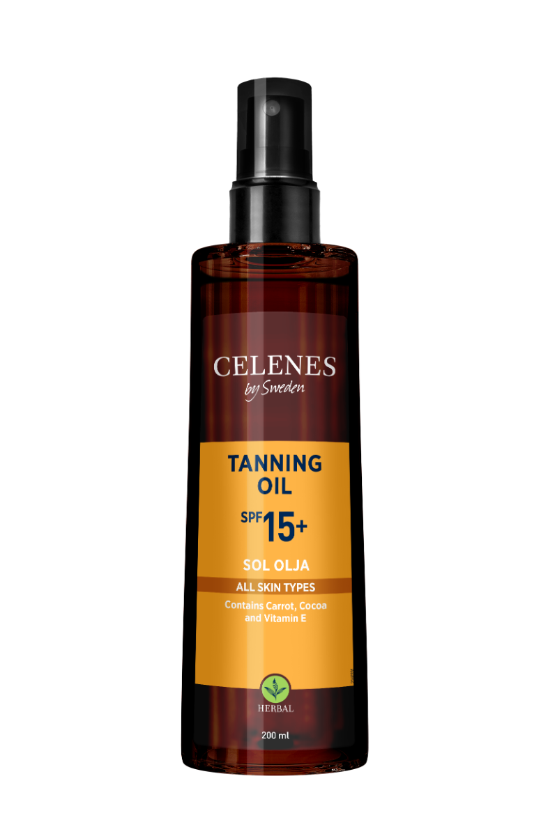 Ulei pentru bronzare cu protectie solara Herbal SPF15, 200ml, Celenes