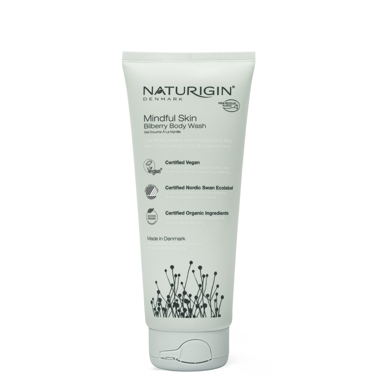 Gel de dus cu afine Bilberry Body Wash Mindful Skin, 200ml, Naturigin