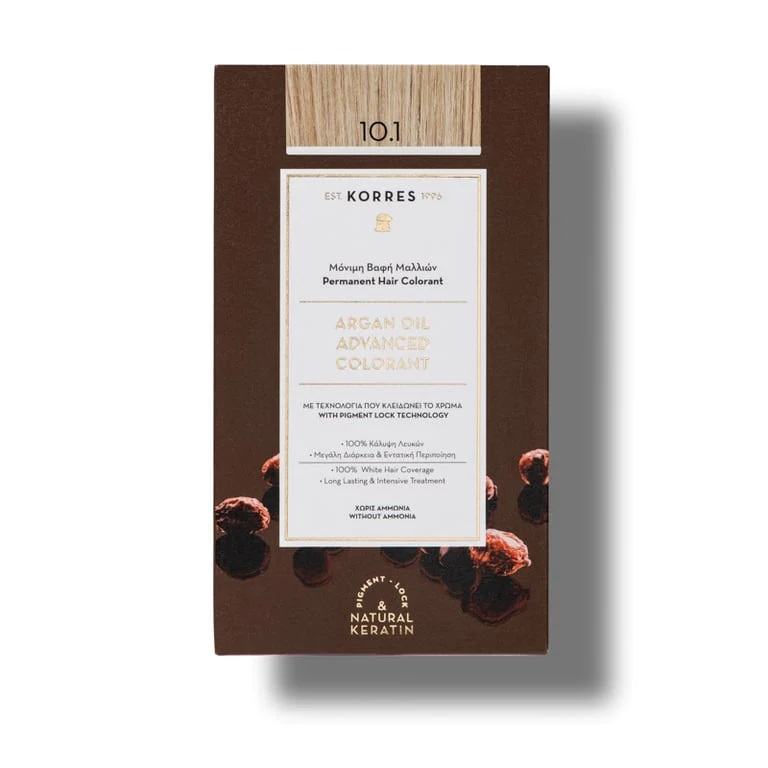 Vopsea de par Argan Oil 10.1 Platinum Ash Blonde, 50ml, Korres