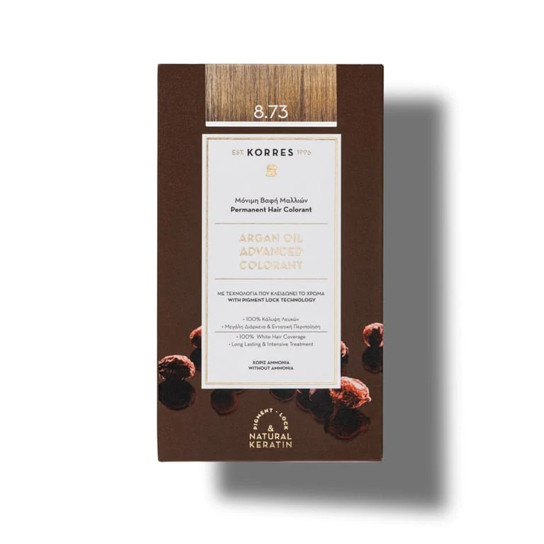 Vopsea de par Argan Oil 8.73 Golden Caramel, 50ml, Korres