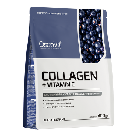 Colagen + Vitamina C cu aroma de coacaze, 400g, OstroVit