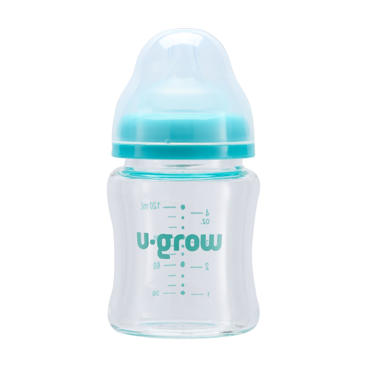 Pachet Biberon de sticla 120ml + Tetine 2 bucati, U-Grow