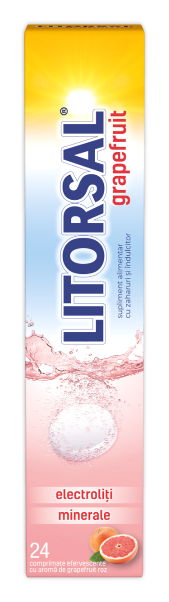 Electroliti cu aroma de grapefruit Litorsal, 24 comprimate efervescente, Zdrovit