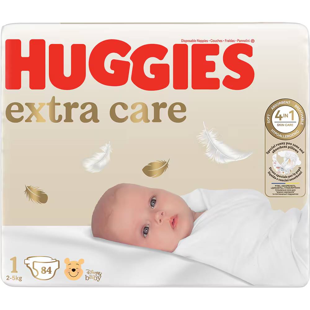 Scutece Extra Care Mega Marimea 1 pentru 2 - 5kg, 84 bucati, Huggies