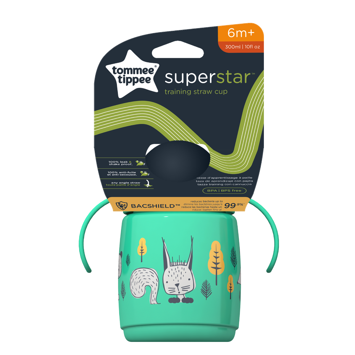 Cana cu pai si protectie Bacshield™ pentru +6 luni Verde, 300ml, Tommee Tippee