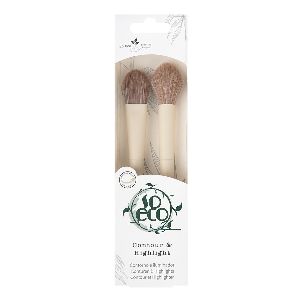 Set 2 pensule ecologice pentru Contour & Highlight, 1 bucata, So Eco
