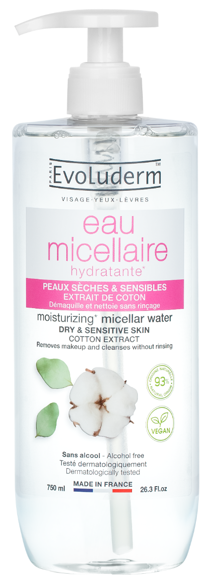 Apa micelara pentru demachierea tenului uscat si sensibil, 750ml, Evoluderm