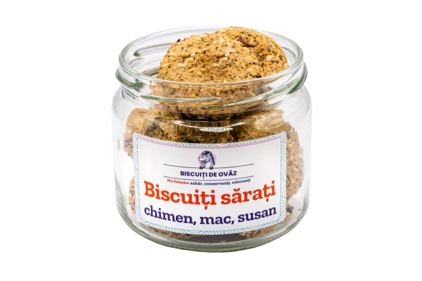 Biscuiti de ovaz sarati cu chimen mac susan, 145g, Ohvaz