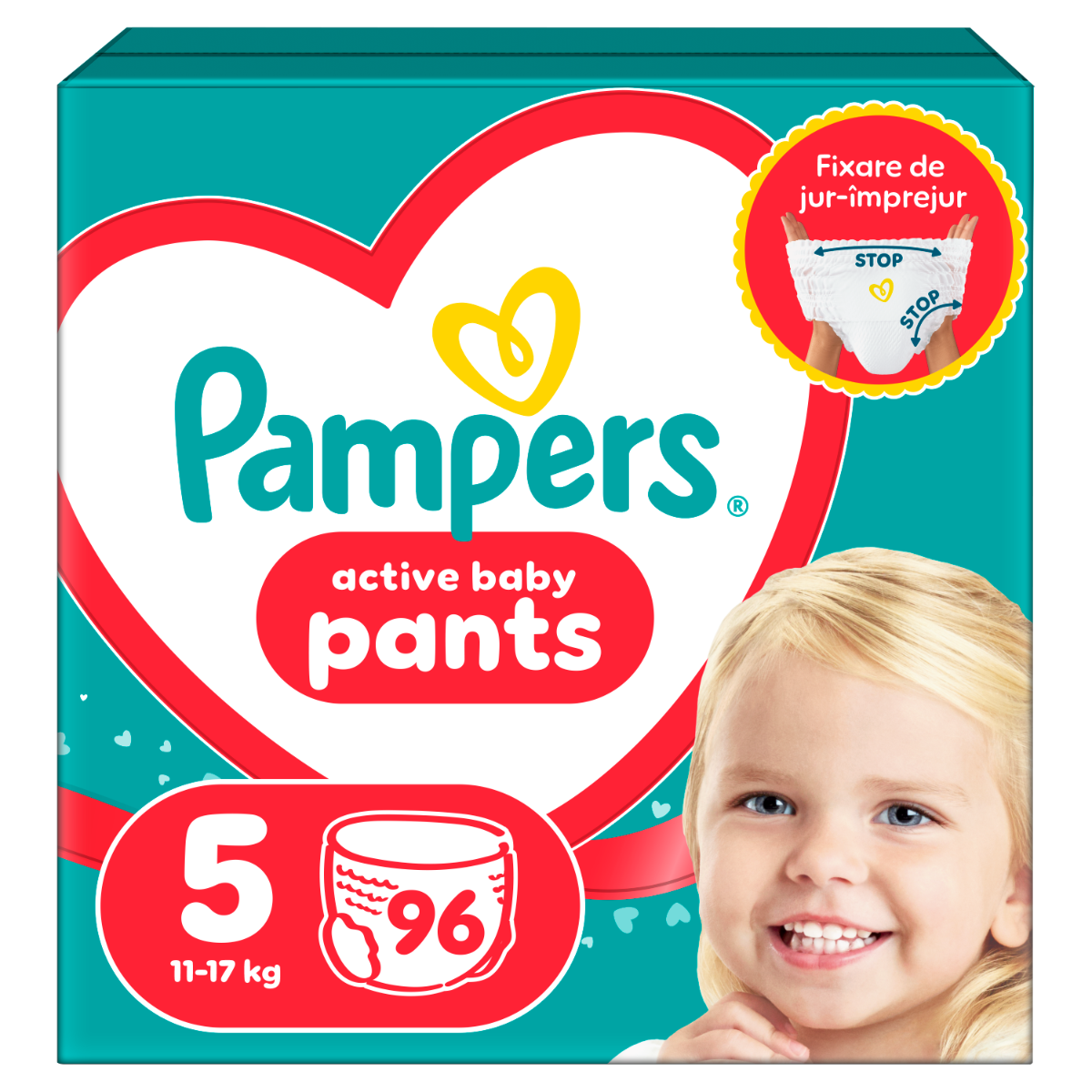 Scutece Pants Stop&Protect Nr. 5 pentru 11-17 kg, 96 bucati, Pampers