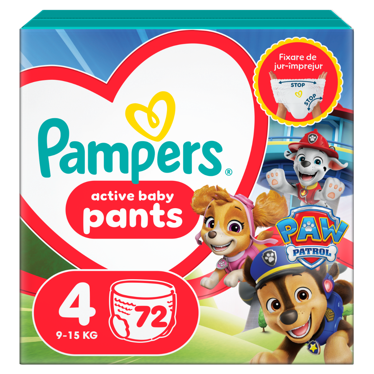 Scutece Pants Patrula Catelusilor Nr. 4 pentru 9-15 kg, 72 bucati, Pampers