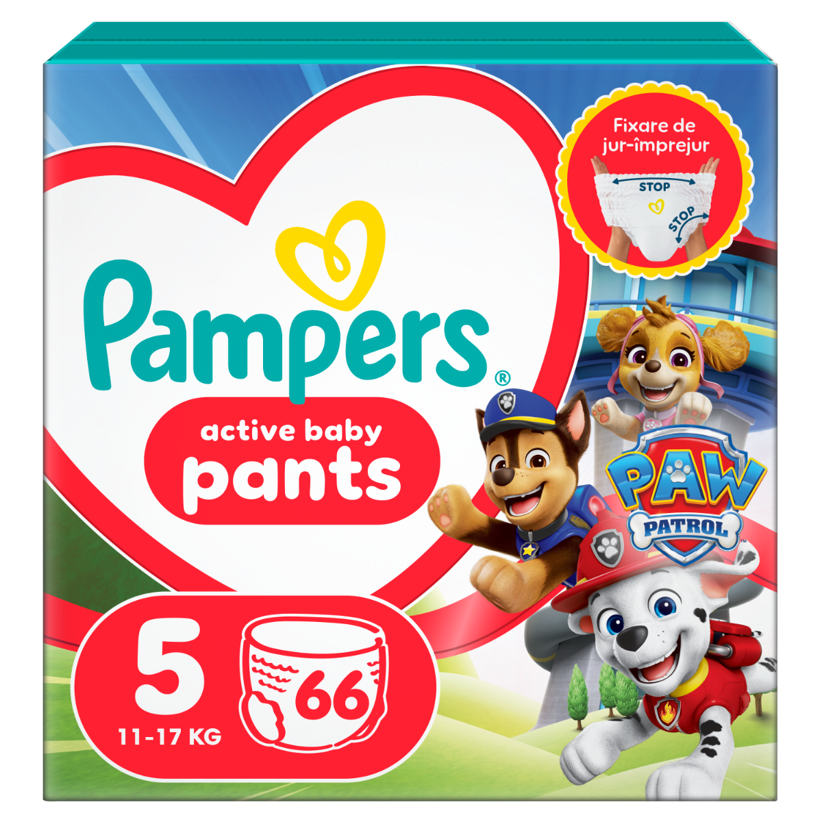 Scutece Pants Patrula Catelusilor Nr.5 pentru 12 - 17 kg, 66 bucati, Pampers
