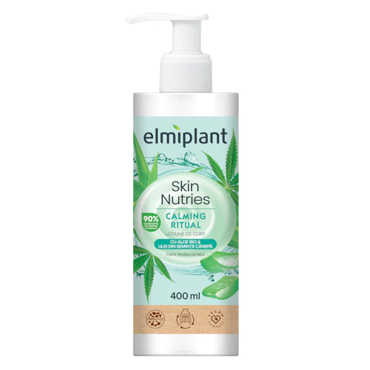 Lotiune de corp cu Aloe Bio si seminte de canepa Skin Nutries Calming Ritual, 400ml, Elmiplant
