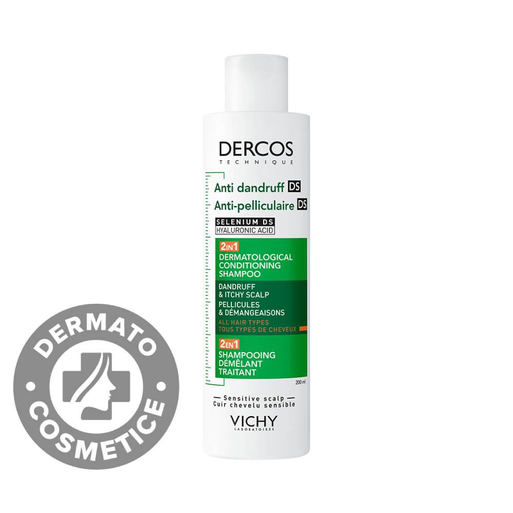 Sampon si balsam 2 in 1 anti-matreata pentru toate tipurile de par Dercos, 200ml, Vichy