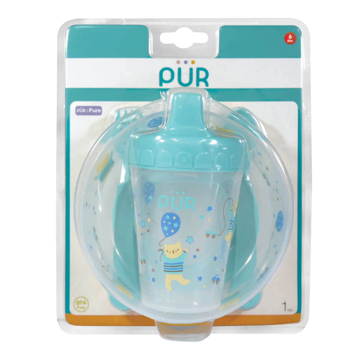 Set pentru masa bol cu tacamuri si cana verde +6, 1 bucata, PUR